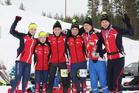 Päivän kultamitalistit: Roosa (vas.), Liisa, Simo, Lauri, Tuomas ja Henri.